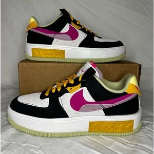 Womens Nike Air Force 1 Fontanka MC Off Noir Pink White Yellow DR7880-001 sz 8